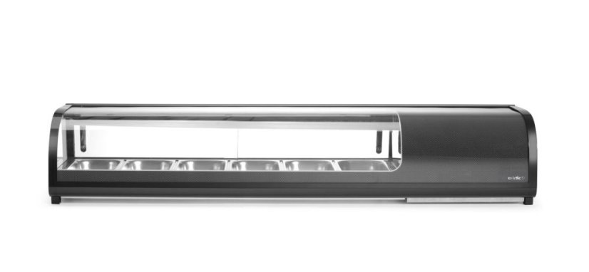 Stojan na Sushi, Arktic, Dodávané nádoby: 6x GN 1/3 (H) 40 mm., Černá, 230V/190W, 426x1529x(H)296mm Stojan na Sushi, Arktic, Dodávané nádoby: 6x GN 1/3 (H) 40 mm., Černá, 230V/190W, 426x1529x(H)296mm