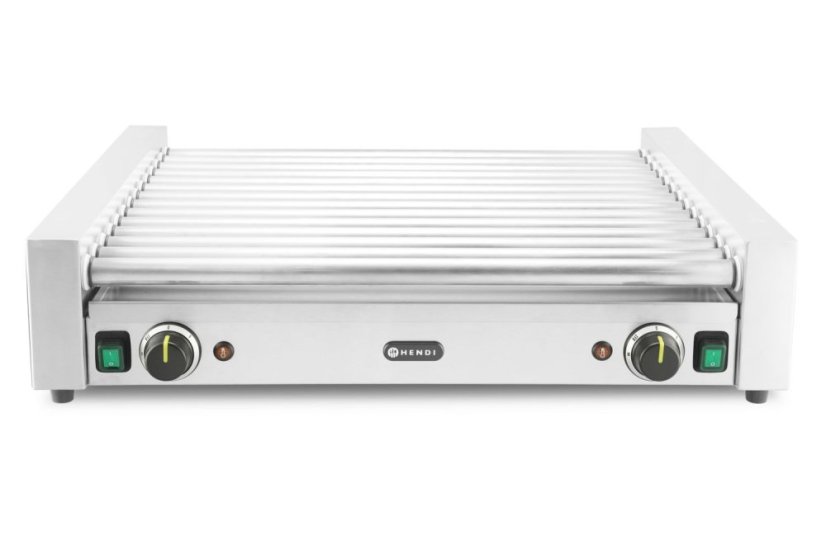 Gril na klobásy XL - 2 zónový, HENDI, Stříbrná, 230V/2000W, 732x590x(H)168mm, Obdélníkové