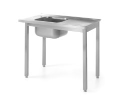 Nakládací stůl pro myčky nádobí s dřezem – šroubovaný, HENDI, Kitchen Line, 1000x600x(H)850mm