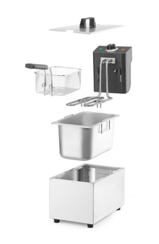 Hluboká fritéza, HENDI, Budget Line, GN 1/3, 4L, Stříbrná, 230V/2800W, 184x404x(H)258mm
