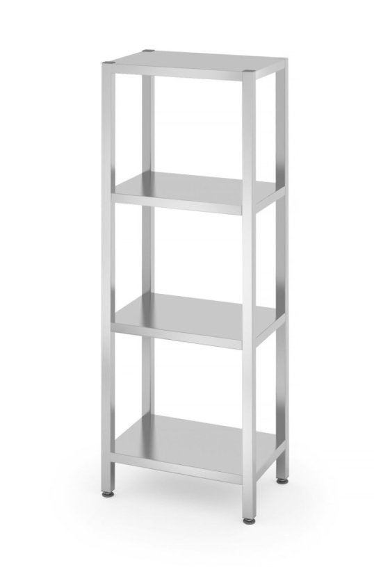 Skladový regál se 4 plnými policemi – šroubovaný, HENDI, Kitchen Line, 600x400x(H)1800mm