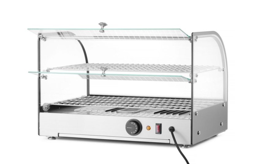 Vitrína ohřívací nastavitelná, HENDI, dvě patra, Černá, 230V/800W, 554x376x(H)376mm