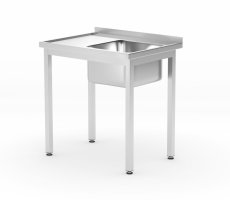 Dřezový stůl s policí – šroubovaný, hloubka 600 mm, HENDI, Profi Line, Pravá strana, 800x600x(H)850mm