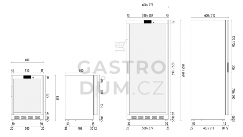 FRIGOPLANET skříň chladící AKD 600RG 580 L lak./sklo