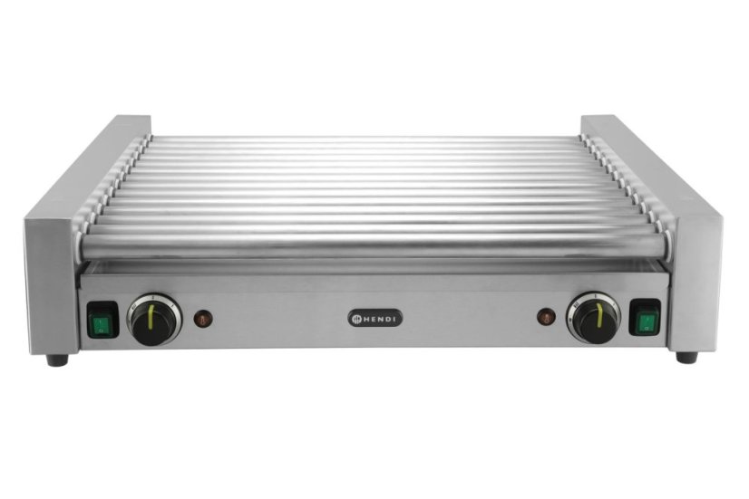 Gril na klobásy XL - 2 zónový, HENDI, Stříbrná, 230V/2000W, 732x590x(H)168mm, Obdélníkové