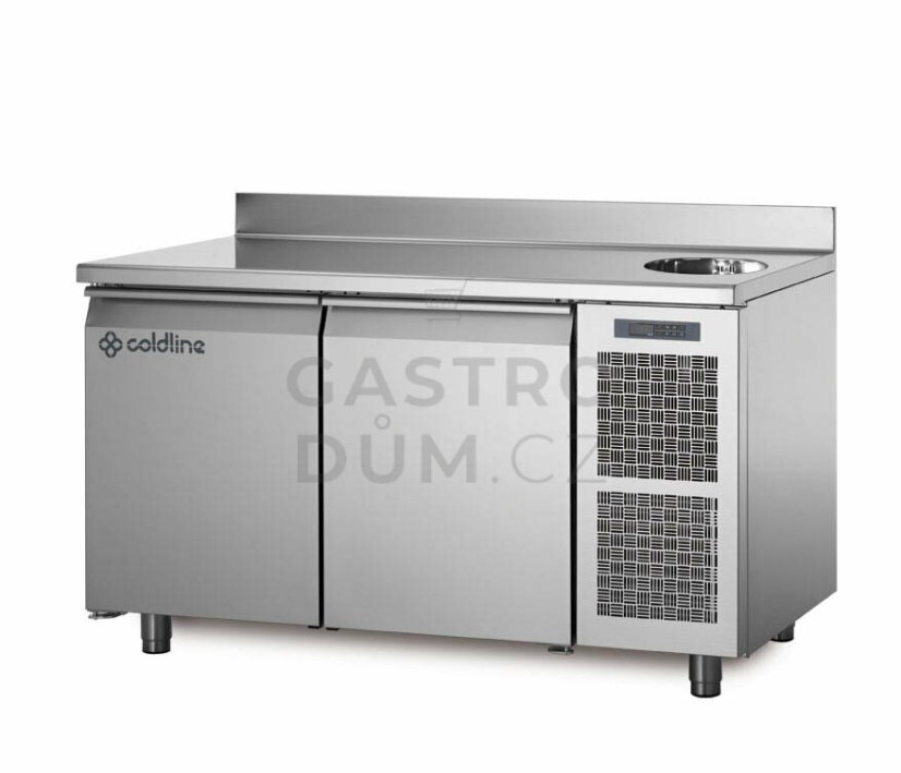Coldline mrazící stůl TA13/1BS s deskou, dřezem a zadním lemem