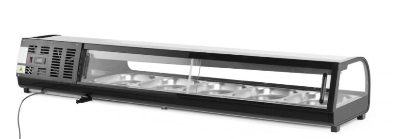 Stojan na Sushi, Arktic, Kapacita: 5x GN 1/2 (V)40 mm (včetně nádob)., Černá, 220-240V/190W, 1800x420x(H)265mm