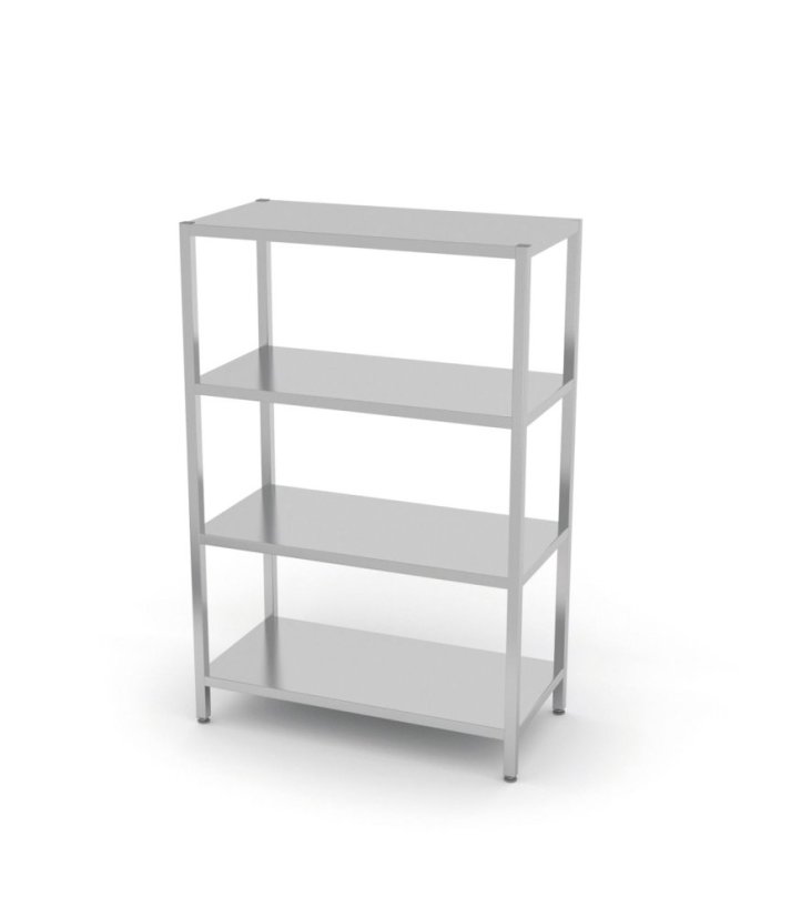 Skladový regál se 4 plnými policemi – šroubovaný, HENDI, Kitchen Line, 1000x400x(H)1800mm