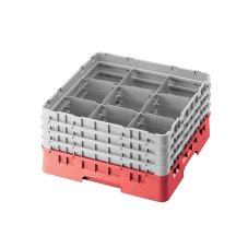 Cambro Koš Camrack 9 pozic, výška sklenice 30 cm - Červená