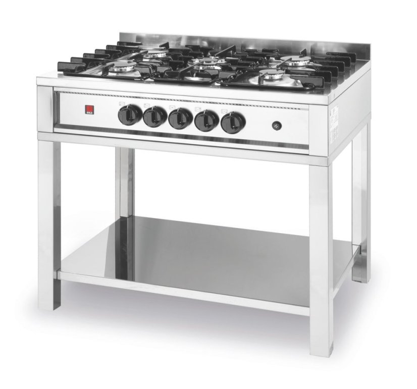 Plynový sporák - 5 hořáků, otevřený rám, HENDI, Kitchen Line, 14,3kW, 900x640x(H)910mm