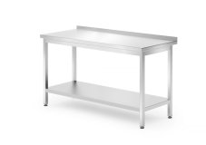 Nástěnný stůl s policí – šroubovaný, hloubka 700 mm, HENDI, Profi Line, 1400x700x(H)850mm