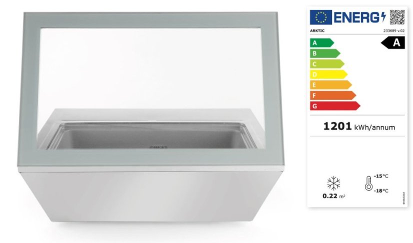 Mrazicí vitrína na zmrzlinu, Arktic, 230V/210W, 735x867x(H)373mm