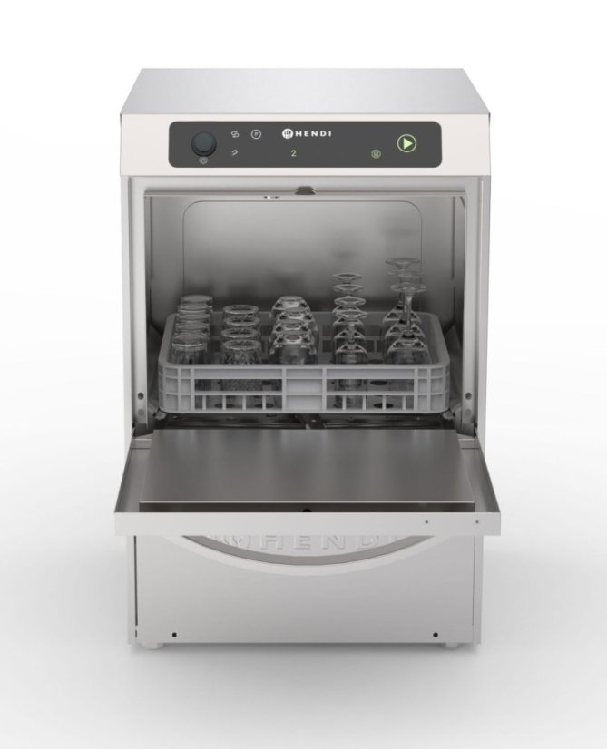 Myčka nádobí 35x35, elektronické ovládání, HENDI, Profi Line, Stříbrná, 230V/2970W, 423x466x(H)639mm