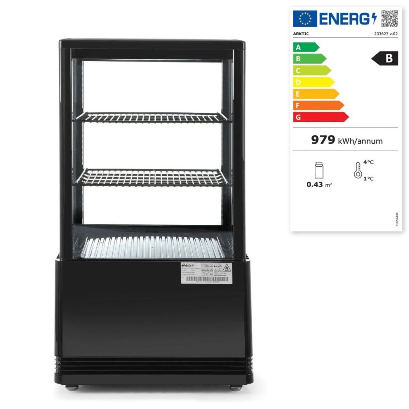 Chlazená skříň displeje, 58 l, Arktic, černá, 230V/170W, 452x406x(H)830mm