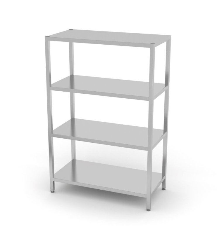 Skladový regál se 4 plnými policemi – šroubovaný, HENDI, Kitchen Line, 1000x500x(H)1800mm