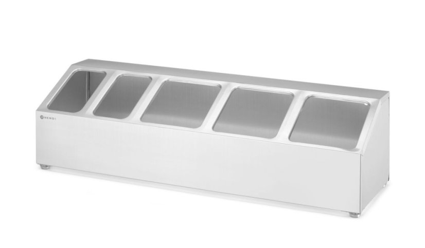 Držák kontejnerů Gastronorm, HENDI, 5 přihrádek, 745x245x(H)215mm