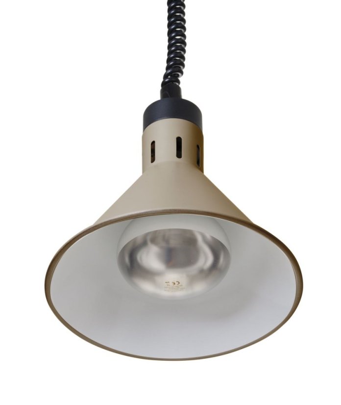 Závěsná výhřevná lampa s nastavitelnou výškou, kuželová, HENDI, Béžová, 230V/375W, ⌀275x(H)250mm