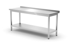 Nástěnný stůl s policí – šroubovaný, hloubka 600 mm, HENDI, Profi Line, 1800x600x(H)850mm