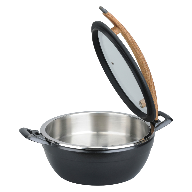 TOMGAST Chafing Artisan kulatý s dřevěnou rukojeti, 449 × 330 × 209 mm, 4,5 l