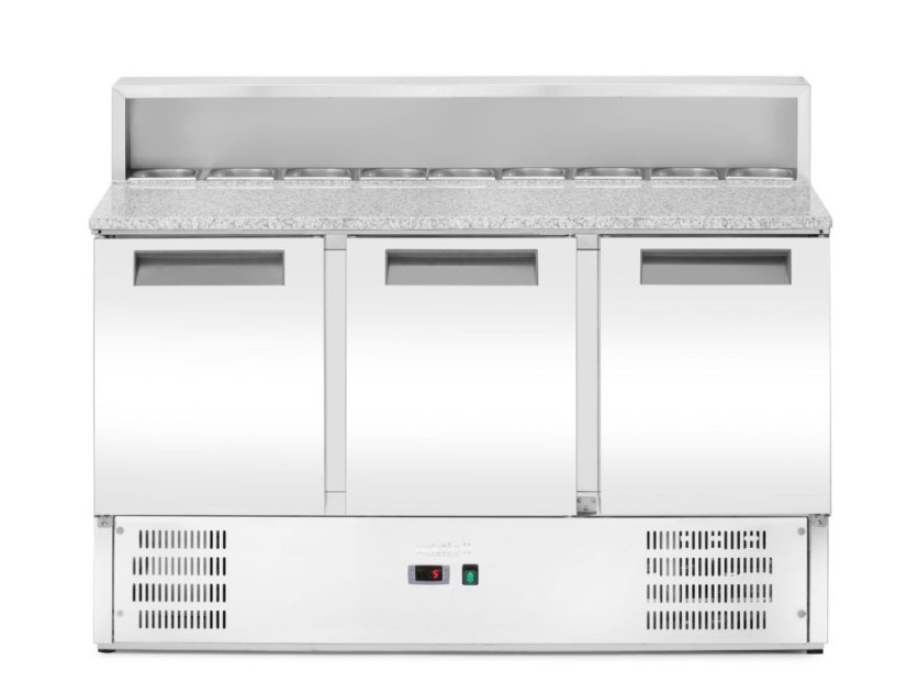 třídveřový chladicí stůl s horní deskou a žulovou pracovní deskou, Arktic, 219L, 230V/156W, 700x1365x(H)1070mm