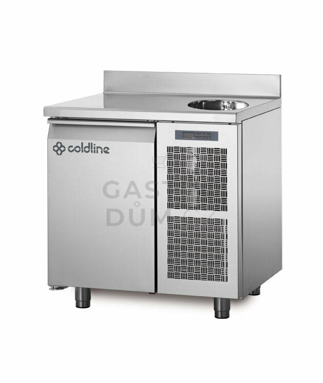Coldline mrazící stůl TA09/1BS s deskou, dřezem a zadním lemem
