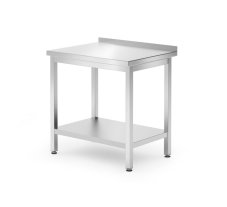 Nástěnný stůl s policí – šroubovaný, hloubka 600 mm, HENDI, Kitchen Line, 800x600x(H)850mm