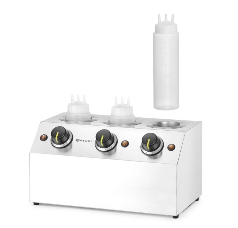 Ohřívač omáček, HENDI, 3x0,65L, Stříbrná, 220-240V/600W, 395x239x(H)211mm