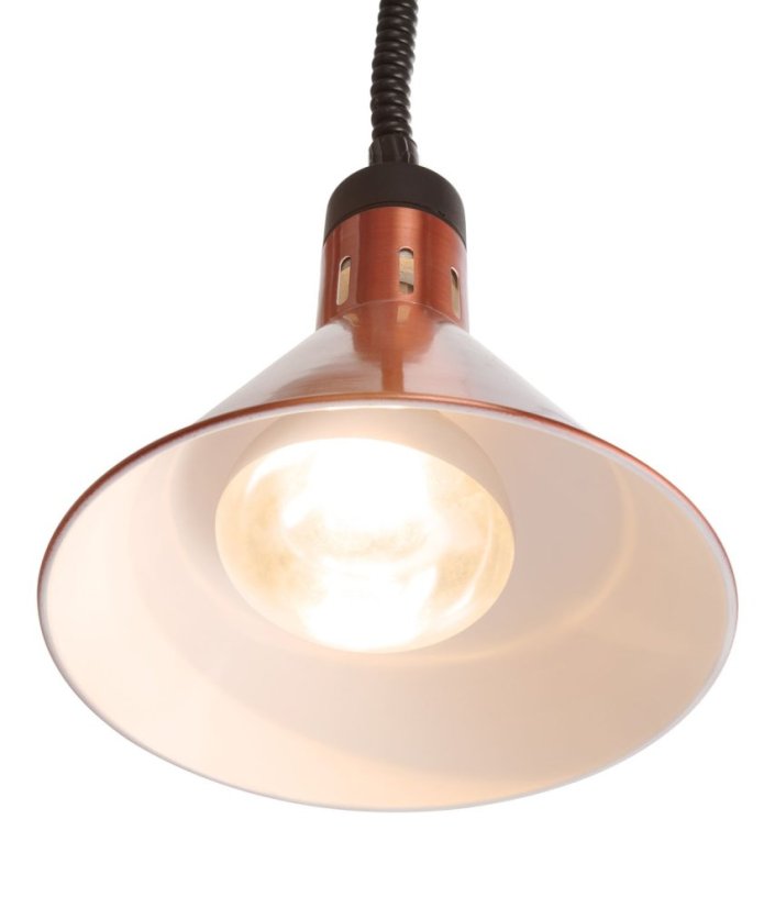 Závěsná výhřevná lampa s nastavitelnou výškou, kuželová, HENDI, Měděná, 230V/375W, ⌀275x(H)250mm