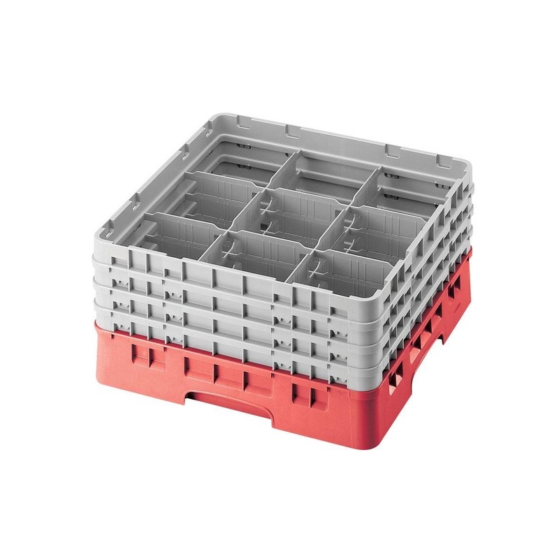 Cambro Koš Camrack 9 pozic, výška sklenice 13,2 cm - Červená