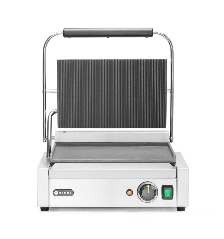 Kontaktní gril Panini, HENDI, vroubkovaná horní část, hladká spodní část, 230V/2200W, 430x375x(H)216mm