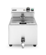 Ruční fritéza s vypouštěcím kohoutem, 8 l, HENDI, Profi Line, 8L, Světle šedá, 230V/3500W, 305x515x(H)354mm