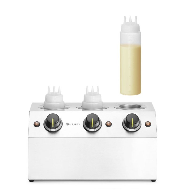 Ohřívač omáček, HENDI, 3x0,65L, Stříbrná, 220-240V/600W, 395x239x(H)211mm