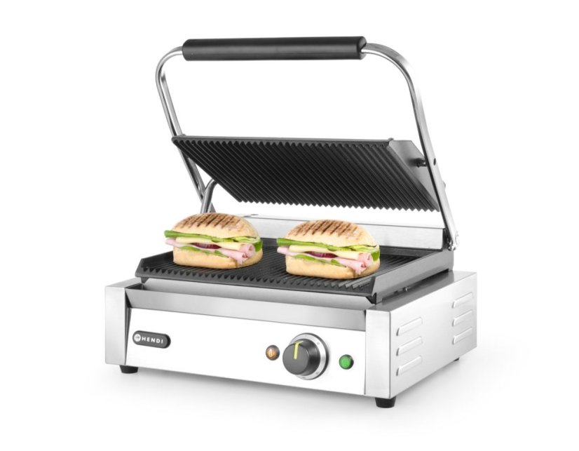 Kontaktní gril Panini, HENDI, Stříbrná, 220-240V/2200W, 430x375x(H)216mm