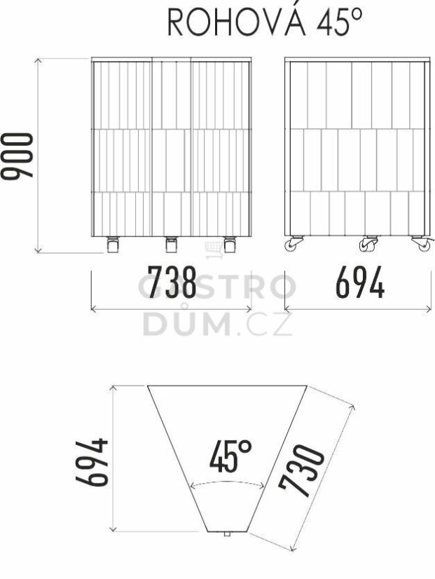 Enofrigo neutrální rohový modul 45 NE 45°