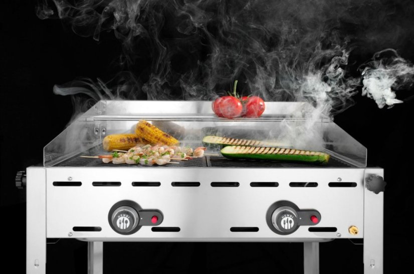 Plynový gril se 2 hořáky, HENDI, Profi Line, Včetně 2 mřížek GN 1/1 z nerezové oceli, 11,6kW, 740x612x(H)825mm