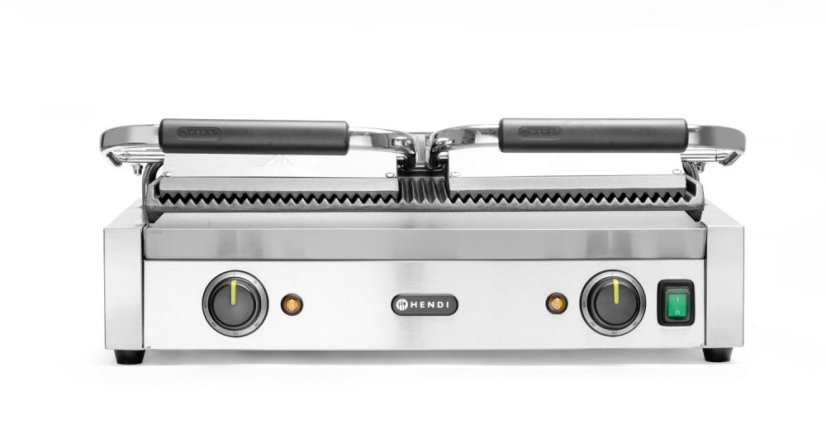 Kontaktní gril, double verze, HENDI, horní i spodní část vroubkovaná, 230V/3600W, 570x375x(H)216mm