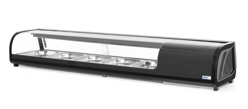 Stojan na Sushi, Arktic, Kapacita: 5x GN 1/2 (V)40 mm (včetně nádob)., Černá, 220-240V/190W, 1800x420x(H)265mm