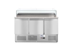Třídveřový chladicí stůl se skleněným nástavcem a žulovou deskou, Arktic, 254L, 230V/310W, 700x1365x(H)1120mm