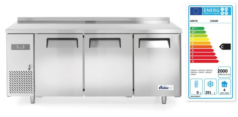 Třídveřová mraznička s bočním čerpadlem, Arktic, Kitchen Line, 291L, 230V/550W, 600x1800x(H)840mm