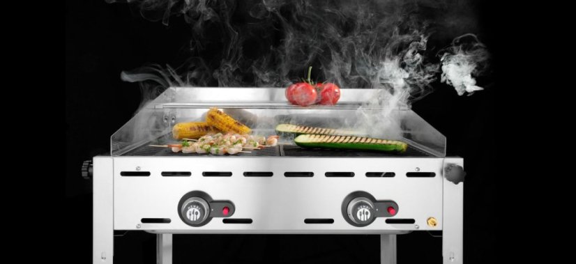 Plynový gril se 2 hořáky, HENDI, Profi Line, Včetně 2 mřížek GN 1/1 z nerezové oceli, 11,6kW, 740x612x(H)825mm
