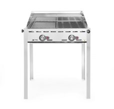 Plynový gril se 2 hořáky, HENDI, Profi Line, Smaltovaná litinová plotýnka a mřížka o velikosti GN 1/1, 11,6kW, 740x615x(H)825mm