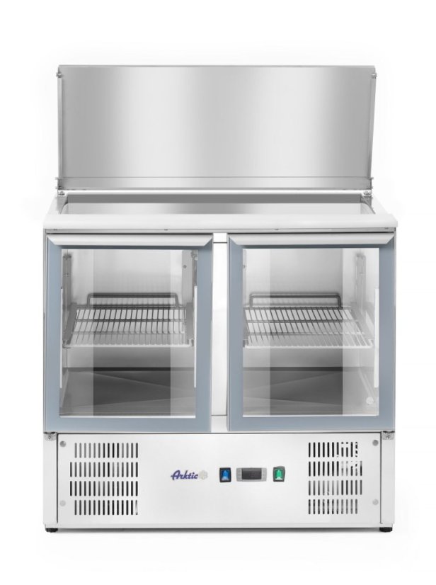 Chladící pult s výklopným víkem, dvoukřídlými dveřmi, Arktic, 146L, 230V/145W, 700x900x(H)860mm