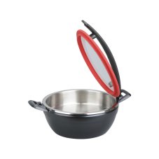 TOMGAST Chafing Artisan kulatý s červeným víkem a černou rukojeti, 449x330x209 mm, 4,5 l