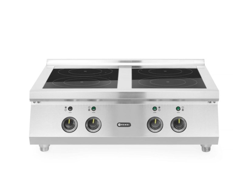 Indukční sporák, 4 varné zóny, HENDI, 2x3.5 kW hobs & 2x5 kW hobs, 400V/17000W, 800x700x(H)311mm