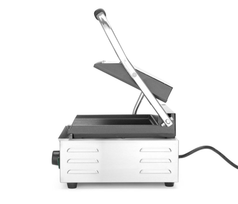 Kontaktní gril - single verze, HENDI, horní i spodní část vroubkovaná, 230V/1800W, 310x375x(H)216mm