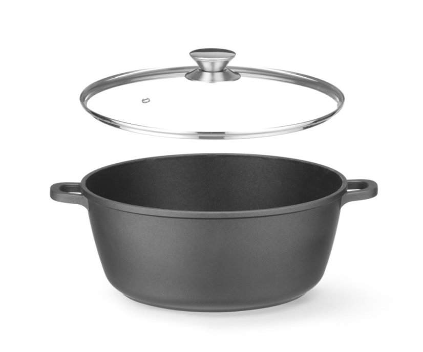 Hrnec s nepřilnavou povrchovou úpravou, HENDI, 7,5L, Černá, 387x310x(H)130mm