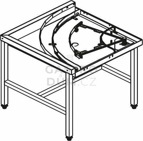 KROMO stůl rohový 90° mechanizovaný