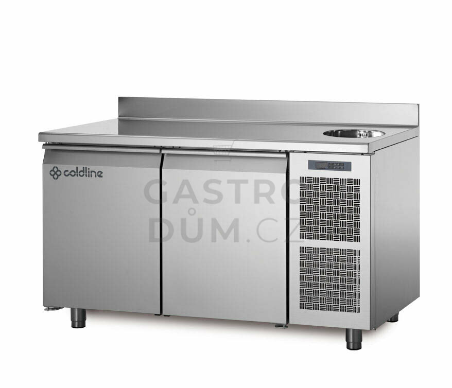Coldline mrazící stůl TA13/1BS s deskou, dřezem a zadním lemem